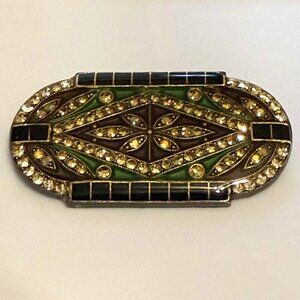 Vintage Art Deco Pierre Bex Style Metal Rhinestone Brooch